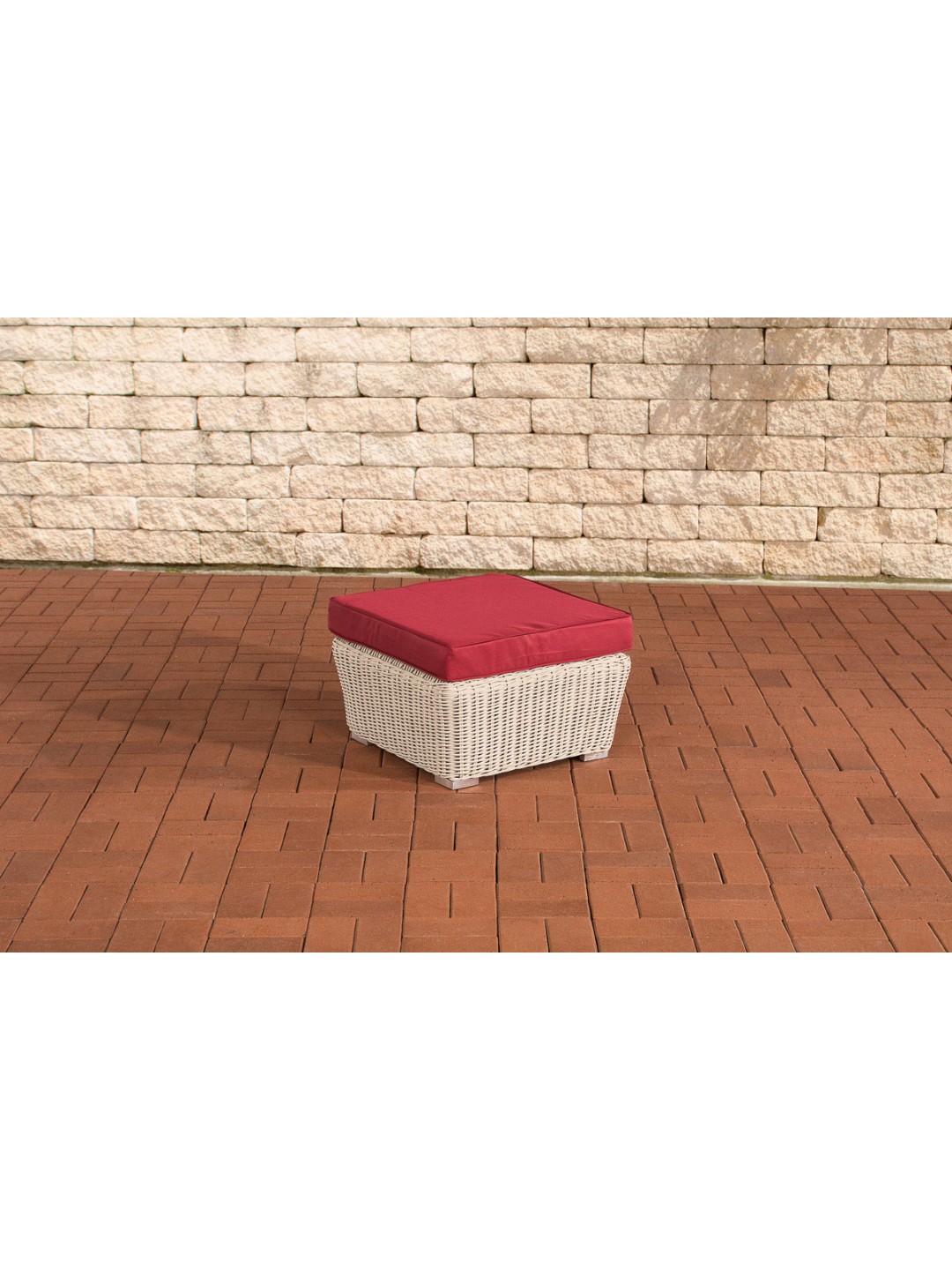 Reposapiés Mandal Rojo Rubí, blanco perla