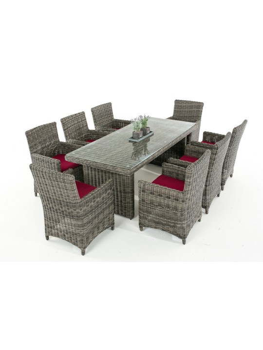 Grupo de asientos Fontana XL rojo rubí, gris jaspeado