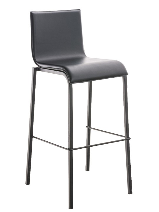 Taburete de bar Avola cuero plano B78, negro Taburete de bar Avola cuero plano B78, negro