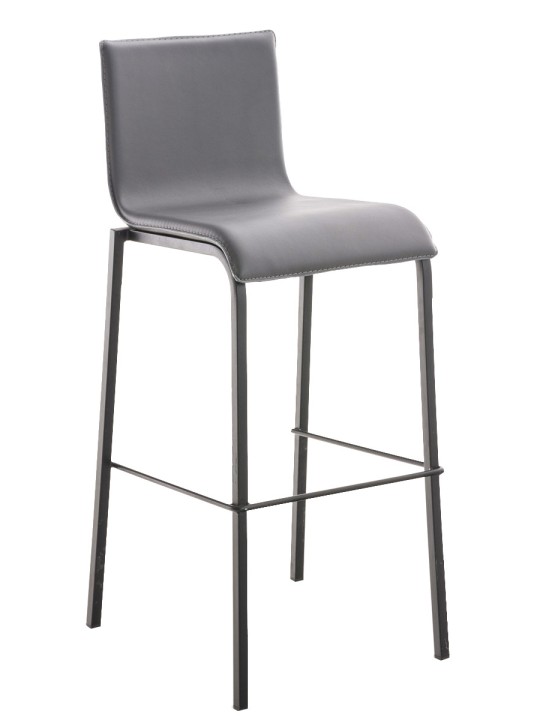 Taburete de bar Avola cuero plano B78, gris