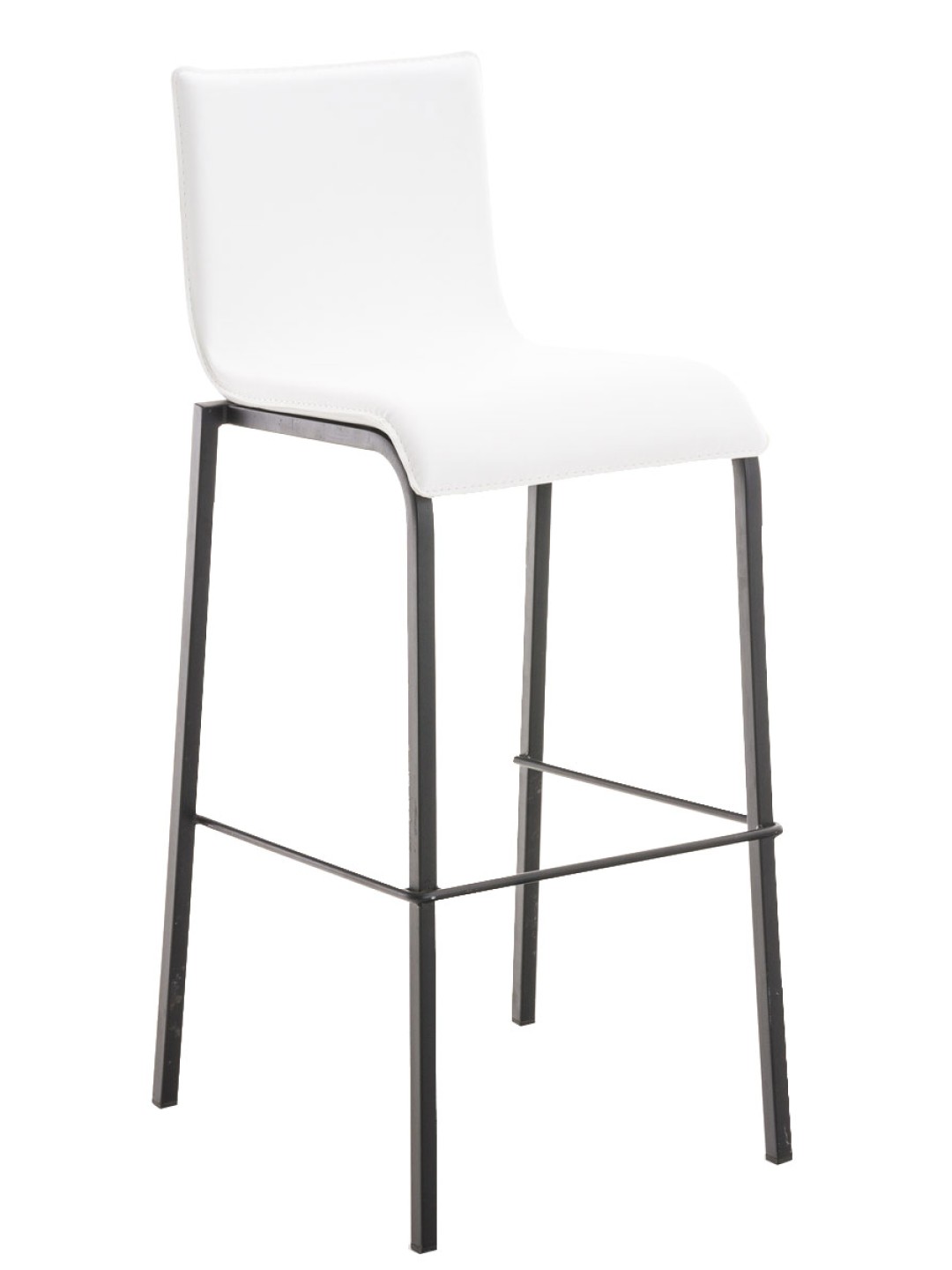 Taburete de bar Avola cuero plano B78, blanco