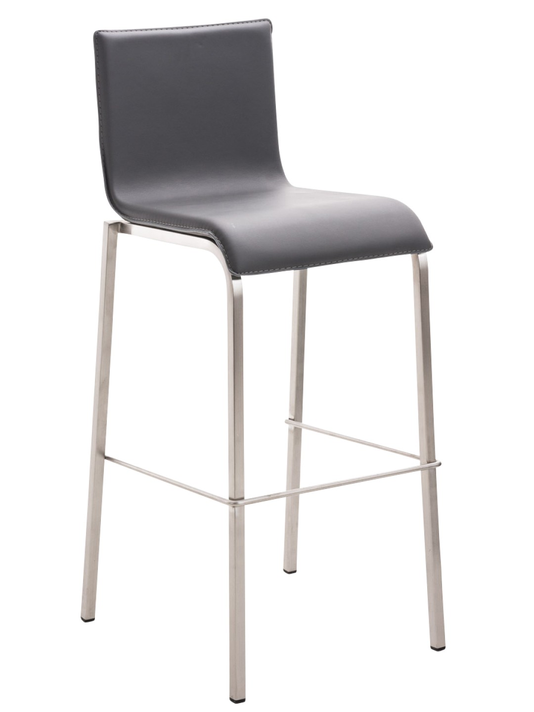 Taburete de bar Avola cuero plano E78, gris