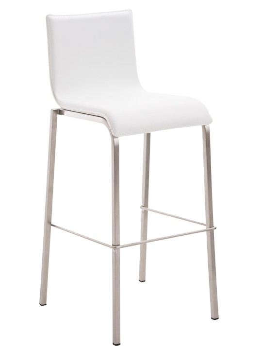 Taburete de bar Avola cuero plano E78, blanco Taburete de bar Avola cuero plano E78, blanco