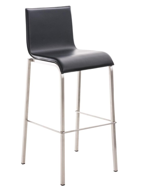 Taburete de bar Avola cuero plano E78, negro Taburete de bar Avola cuero plano E78, negro