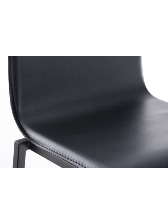 Taburete de bar Avola cuero plano B78, negro Taburete de bar Avola cuero plano B78, negro