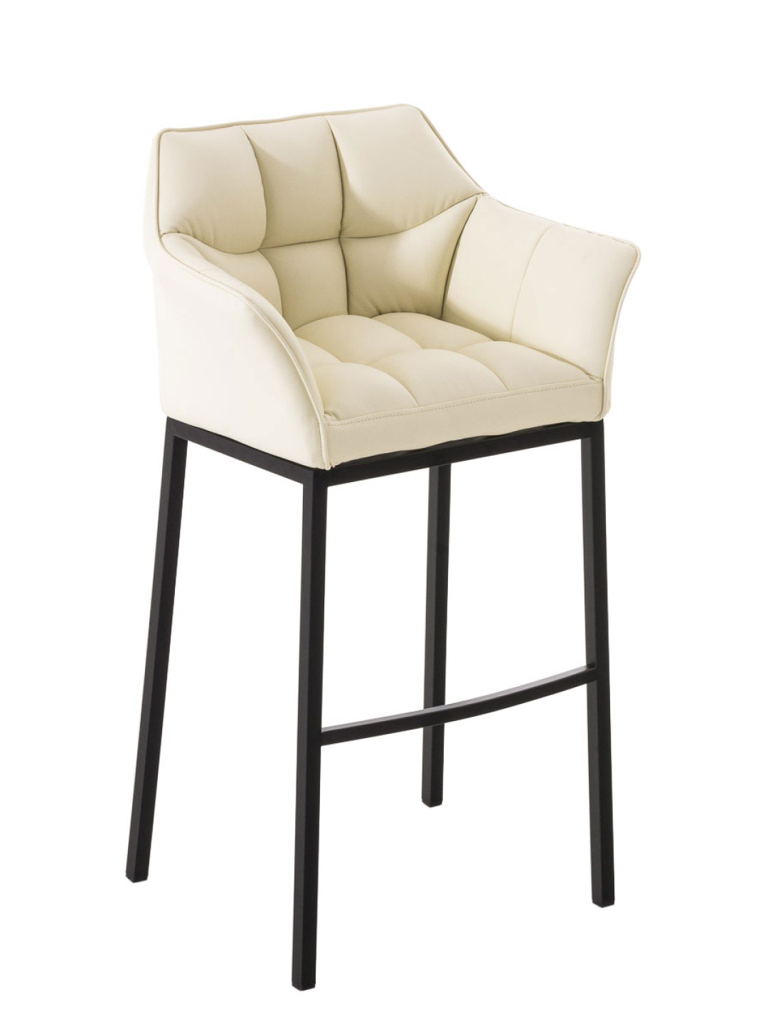 Taburete de bar Damaso B con estructura de 4 pies, crema