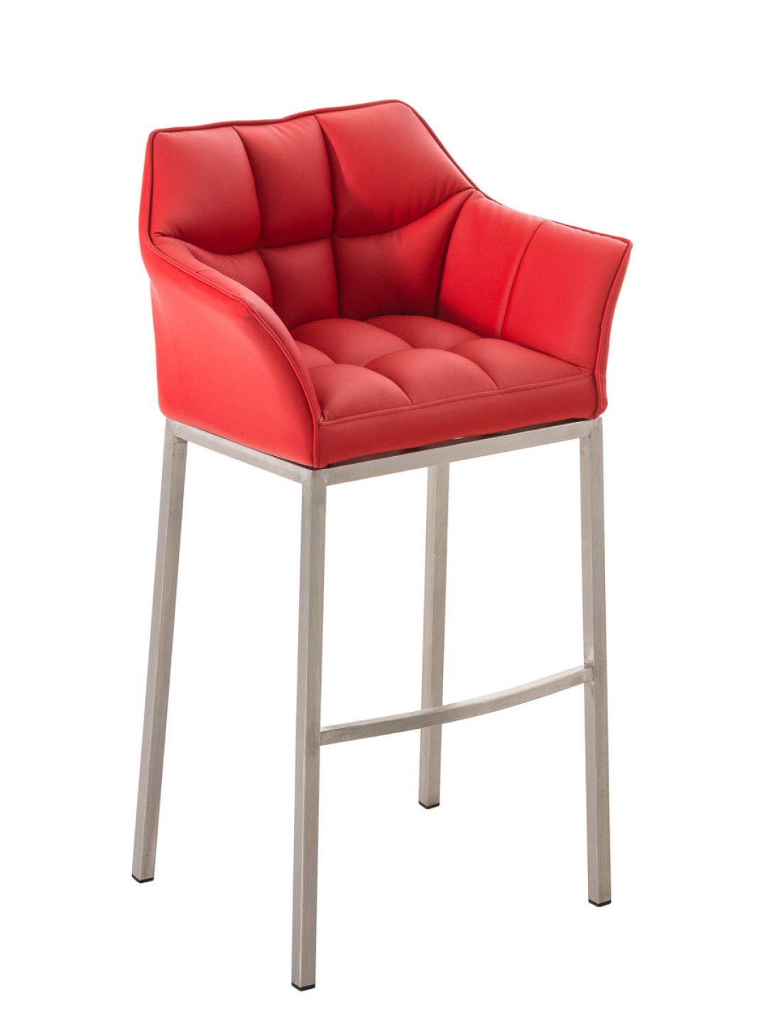 Taburete de bar Damaso E con estructura de 4 pies, rojo