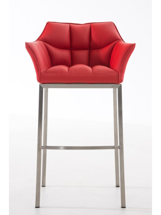 Taburete de bar Damaso E con estructura de 4 pies, rojo