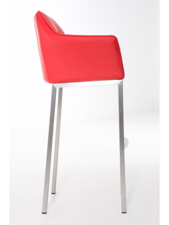 Taburete de bar Damaso E con estructura de 4 pies, rojo