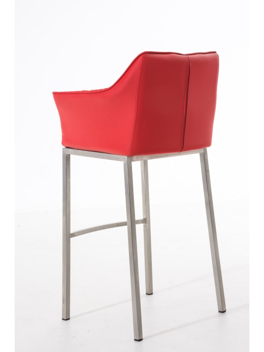 Taburete de bar Damaso E con estructura de 4 pies, rojo