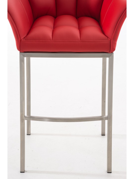 Taburete de bar Damaso E con estructura de 4 pies, rojo