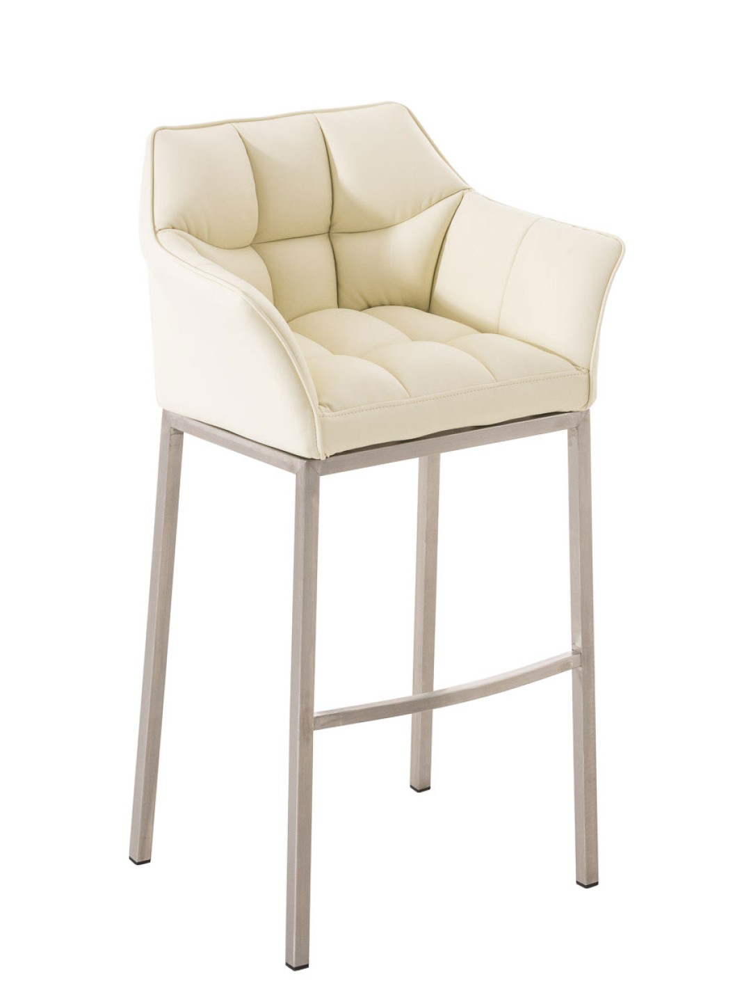 Taburete de bar Damaso E con estructura de 4 pies, crema