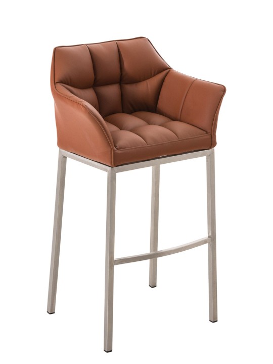 Taburete de bar Damaso E con estructura de 4 pies, marrón claro