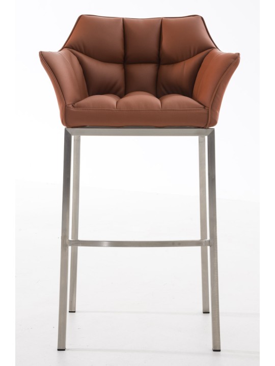 Taburete de bar Damaso E con estructura de 4 pies, marrón claro