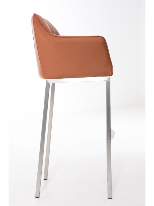 Taburete de bar Damaso E con estructura de 4 pies, marrón claro