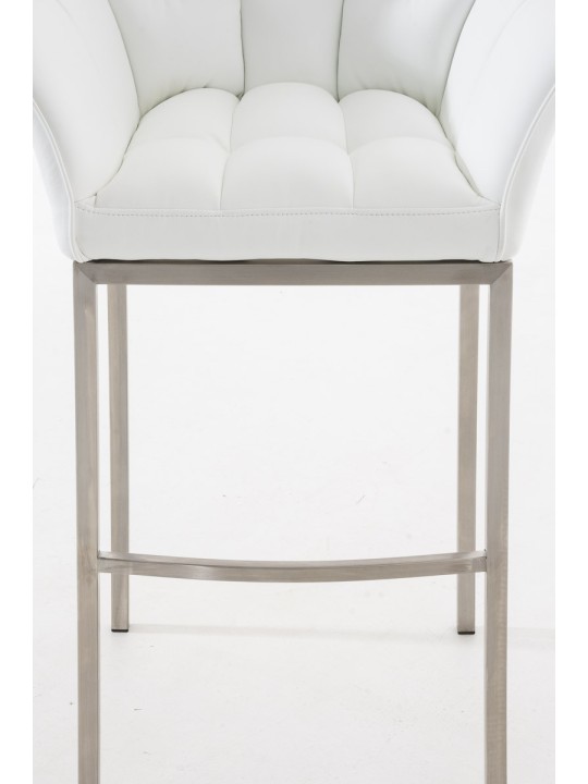 Taburete de bar Damaso E con estructura de 4 pies, blanco