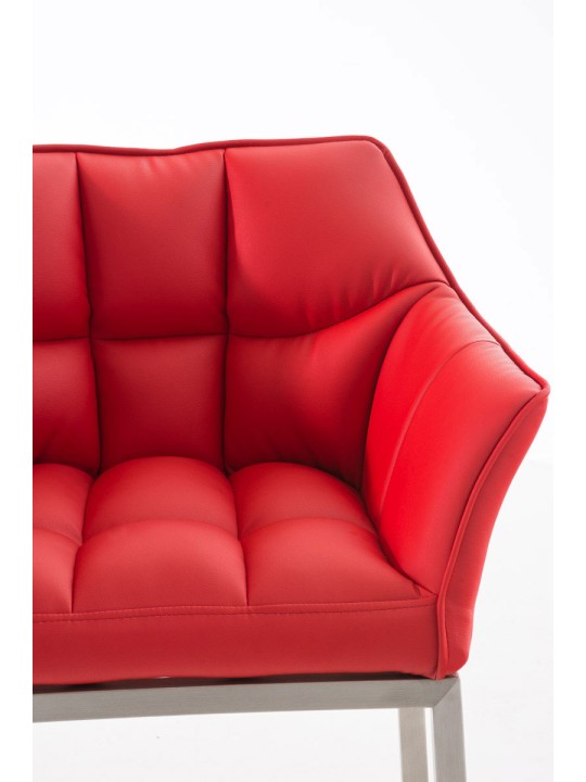 Taburete de bar Damaso E con estructura de 4 pies, rojo