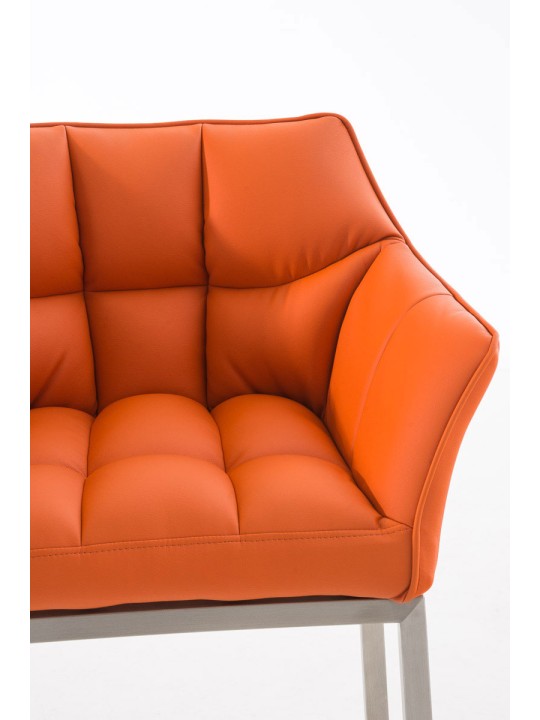 Taburete de bar Damaso E con estructura de 4 pies, naranja