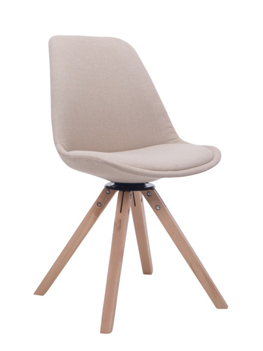 Silla de visita cuadrada giratoria Troyes de tela Natura, crema