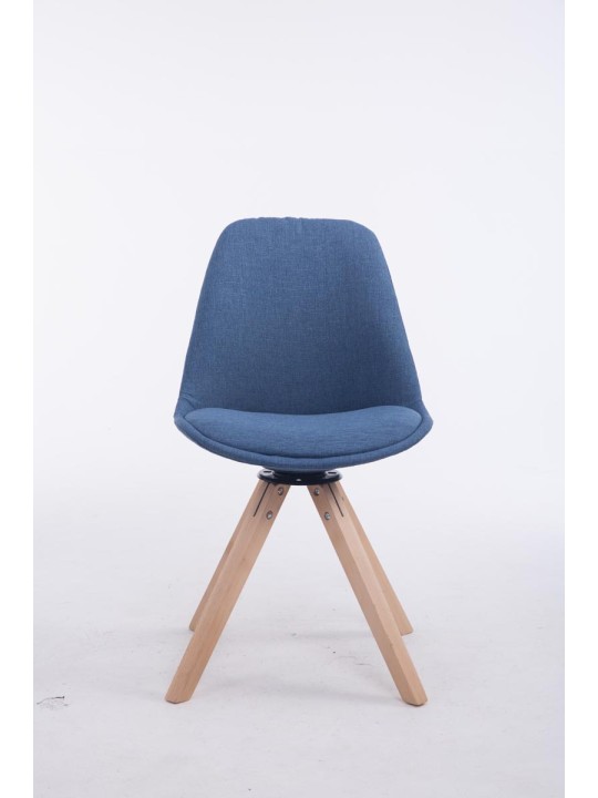 Silla de visita cuadrada giratoria Troyes de tela Natura, azul