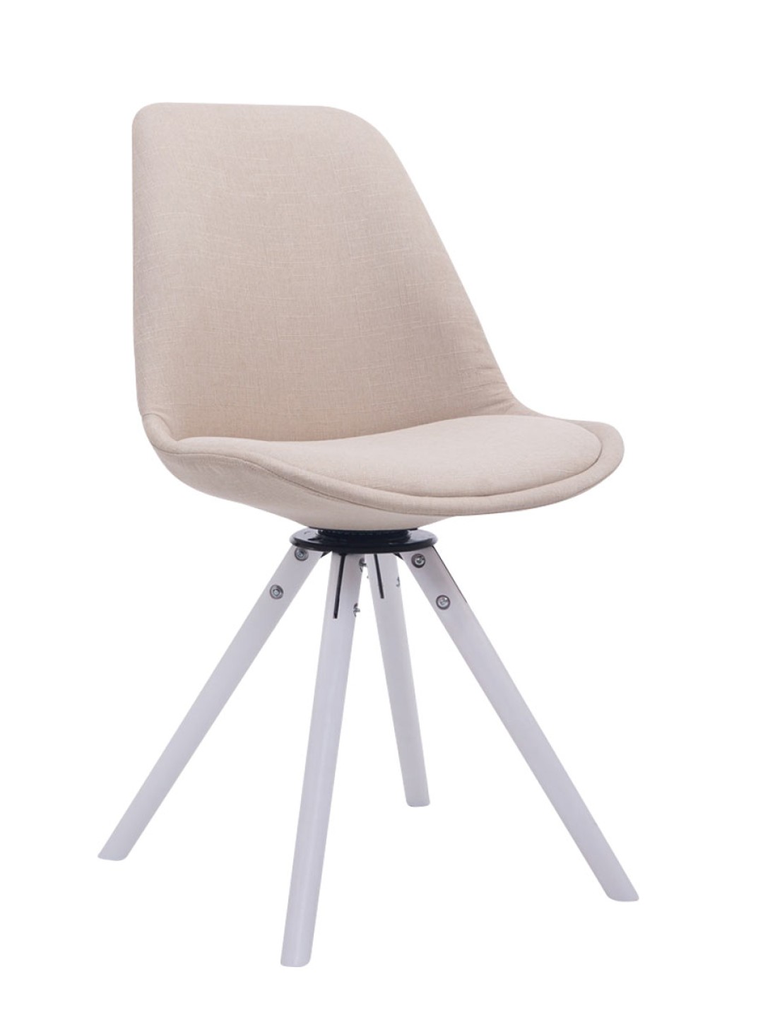 Silla de Visita Troyes Giratoria Tela Redonda, crema