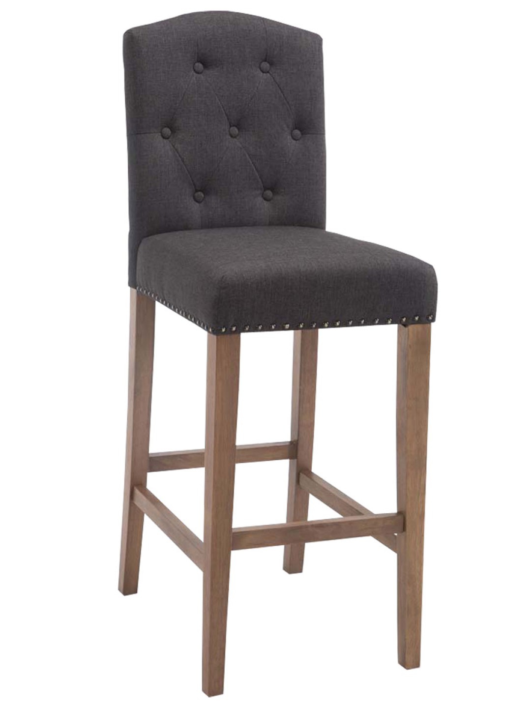 Taburete de bar Louise tela antiguo-claro, gris oscuro