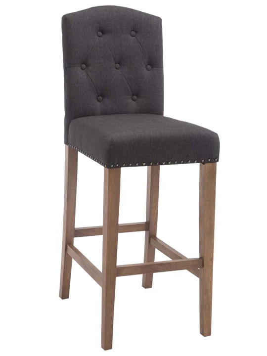 Taburete de bar Louise tela antiguo-claro, gris oscuro