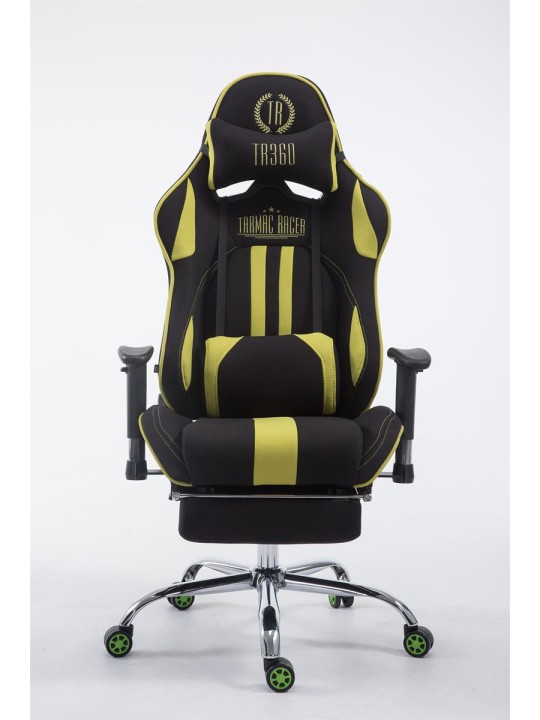 Silla de oficina Racing Limit V2 tela con reposapiés, negro/verde