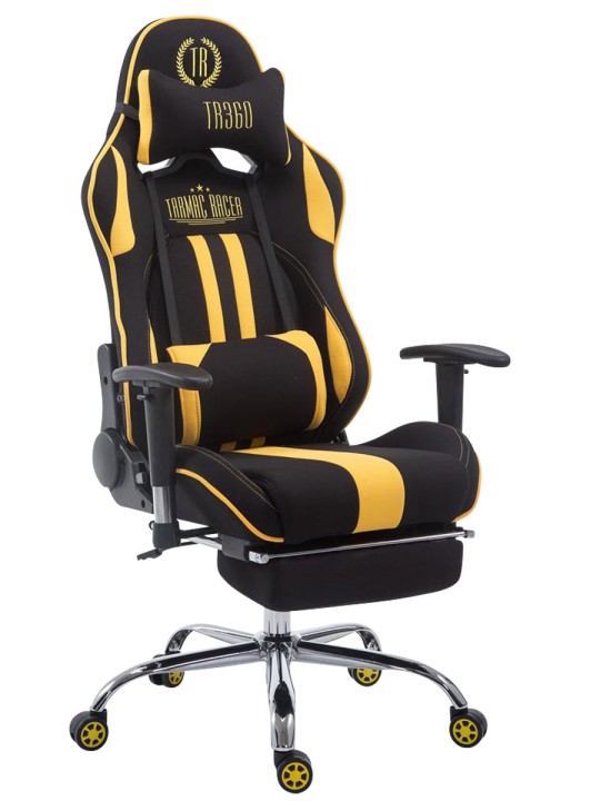 Silla de oficina Racing Limit V2 tela con reposapiés, negro/amarillo