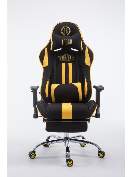 Silla de oficina Racing Limit V2 tela con reposapiés, negro/amarillo