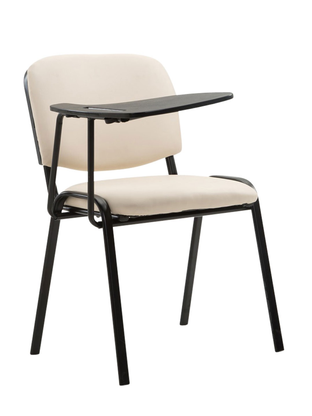 Silla Ken con mesa plegable símil piel, crema