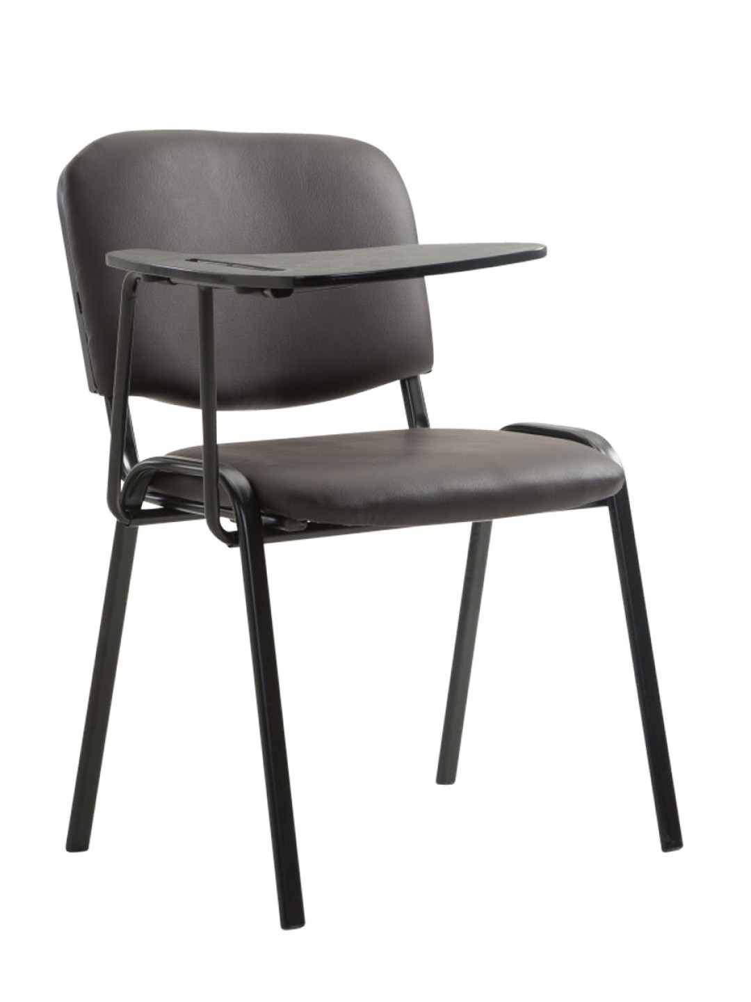 Silla Ken con mesa plegable símil piel, marrón