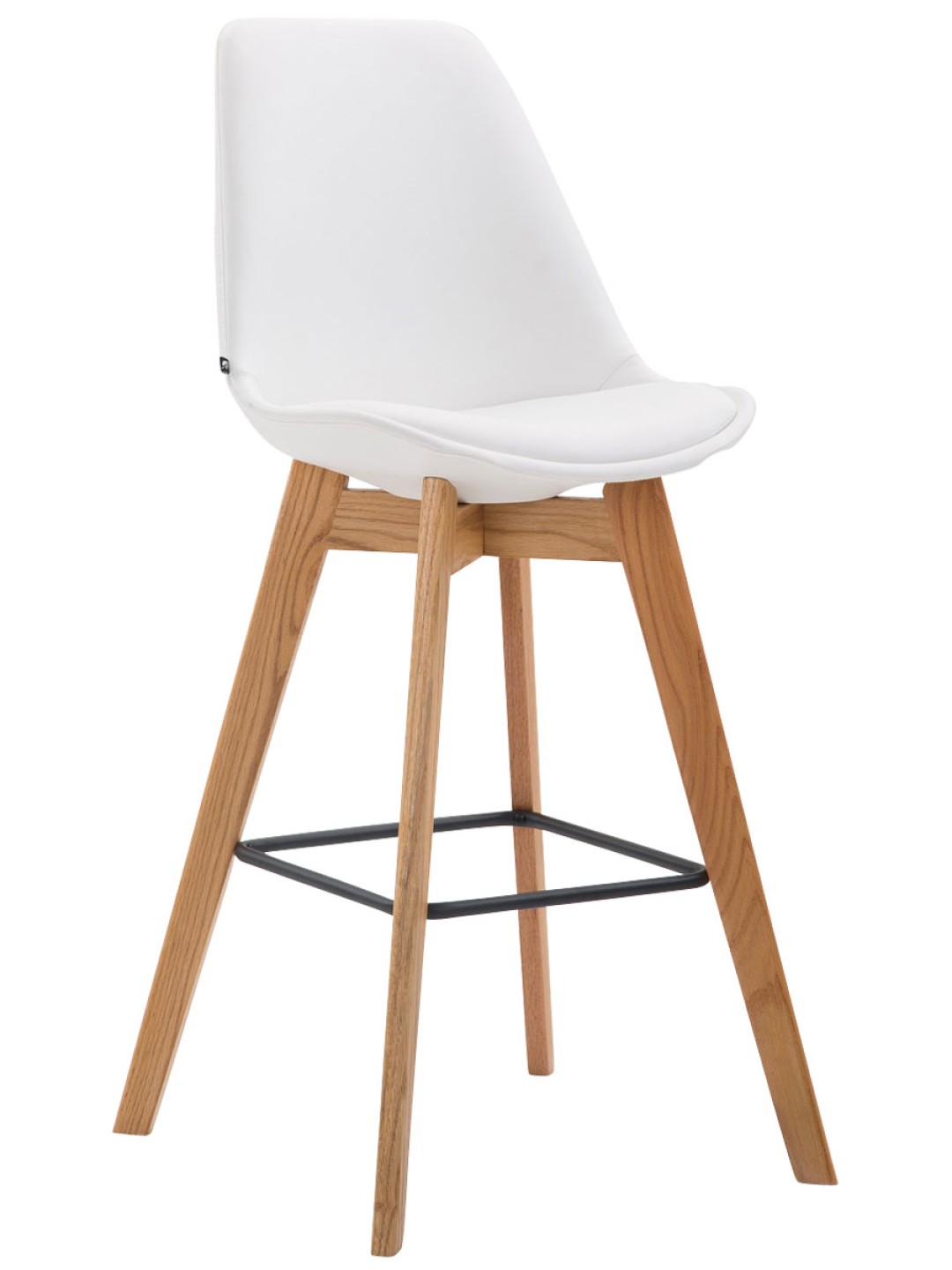 Taburete de bar Metz piel sintética Natura, blanco