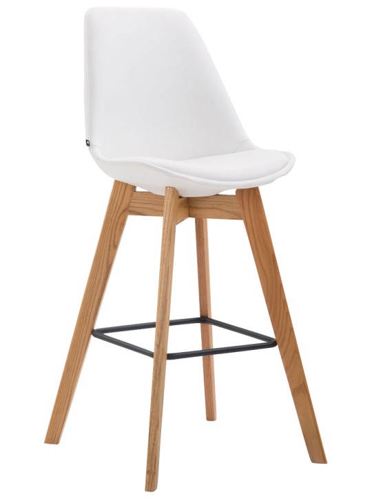 Taburete de bar Metz piel sintética Natura, blanco