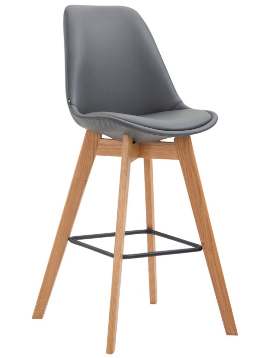 Taburete de bar Metz piel sintética Natura, gris
