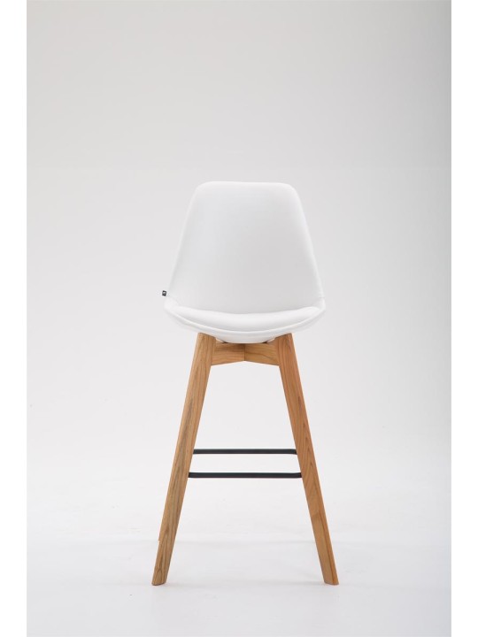 Taburete de bar Metz piel sintética Natura, blanco