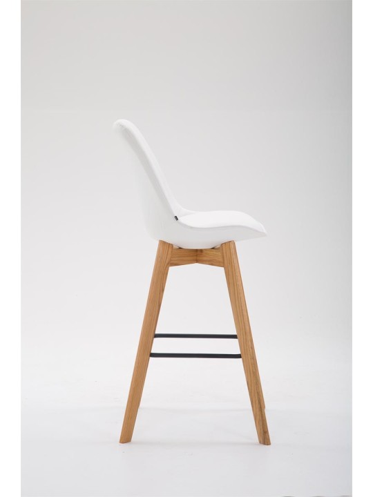 Taburete de bar Metz piel sintética Natura, blanco