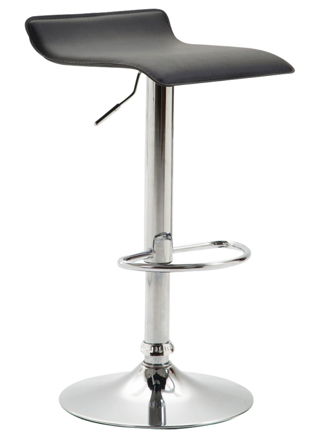 Taburete de bar Dyn V2 polipiel cromado, negro