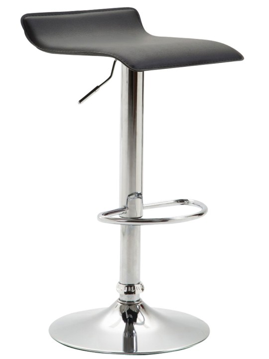 Taburete de bar Dyn V2 polipiel cromado, negro