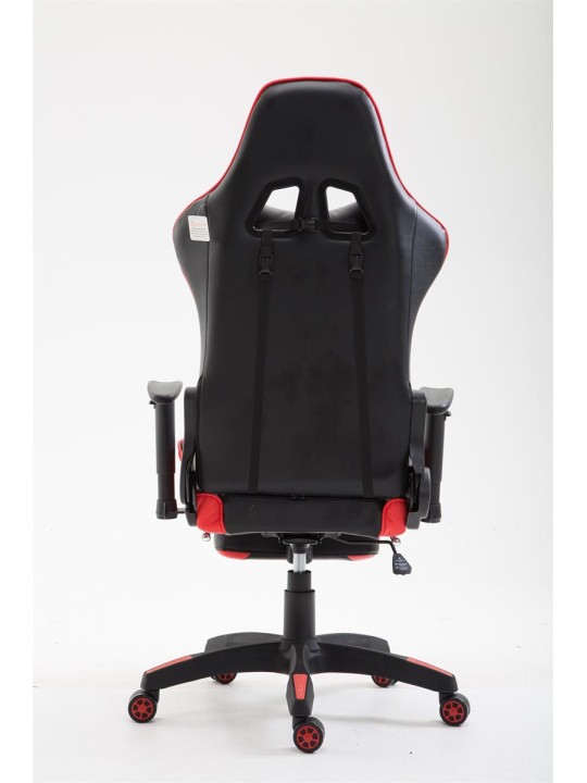 Silla de oficina Boavista símil piel con reposapiés, negro/rojo