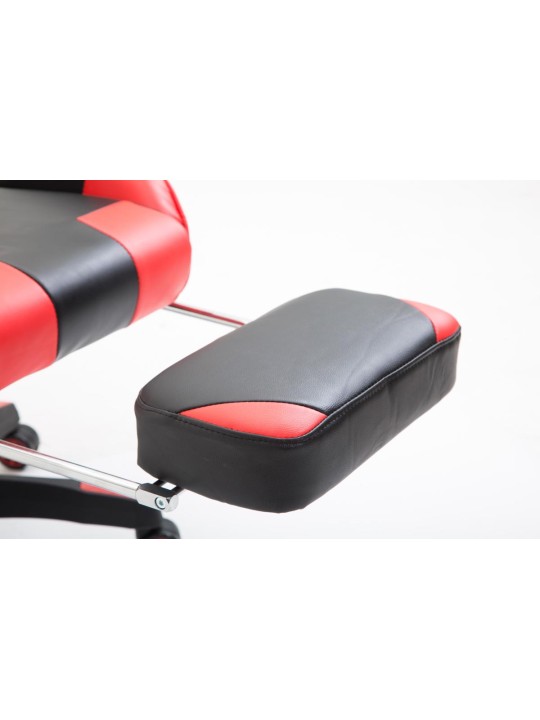 Silla de oficina Boavista símil piel con reposapiés, negro/rojo