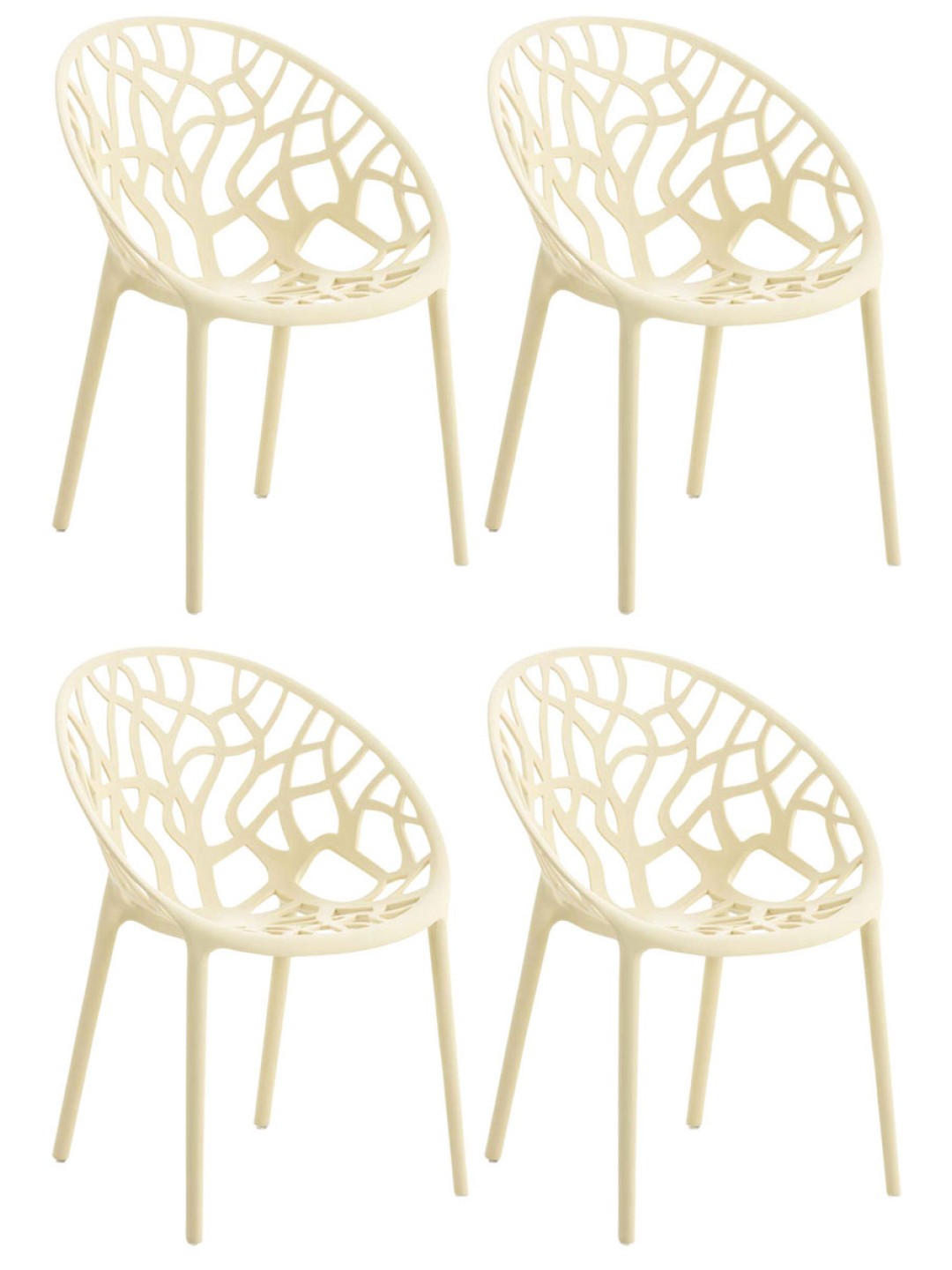 Conjunto de 4 sillas Esperanza, crema