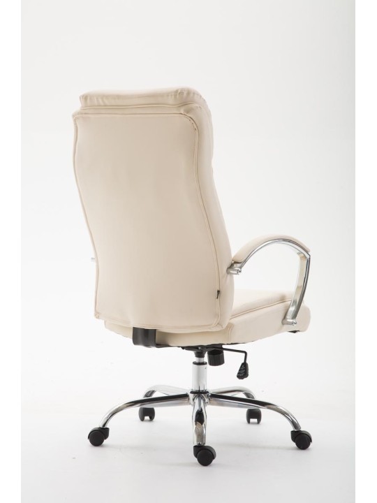 Silla de oficina Vaud piel sintética, crema