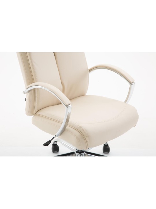Silla de oficina Vaud piel sintética, crema