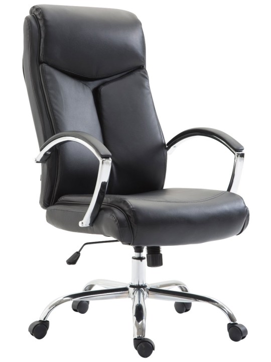 Silla de oficina Vaud piel sintética, negro