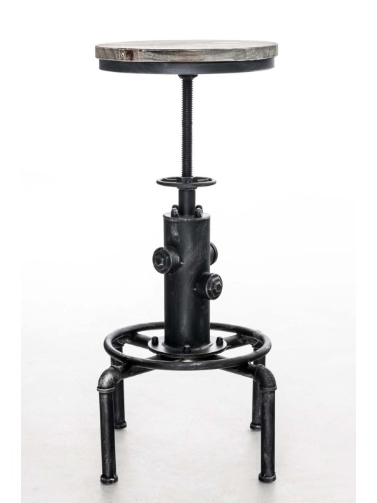 Taburete de bar Lumos, madera, plata antigua