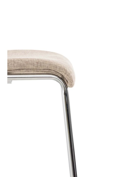 Taburete de bar Hoover tela estructura de 4 pies cromo, crema