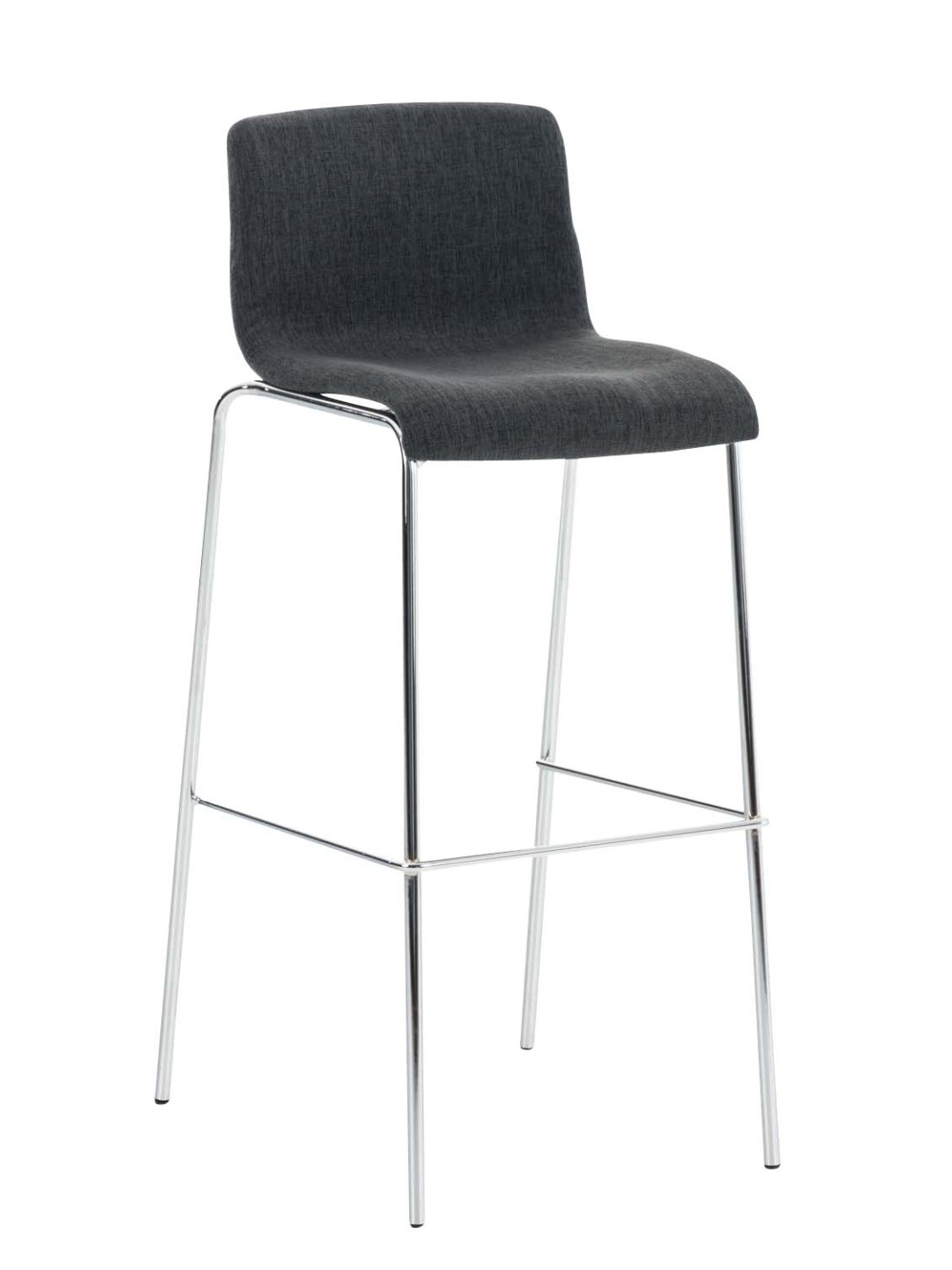 Taburete de bar Hoover tela estructura de 4 pies cromo, gris oscuro