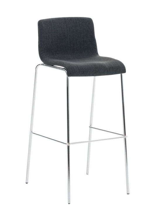 Taburete de bar Hoover tela estructura de 4 pies cromo, gris oscuro