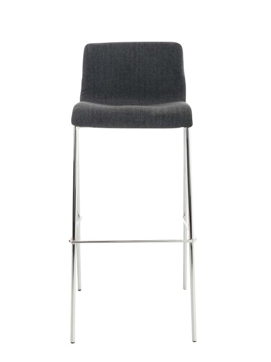 Taburete de bar Hoover tela estructura de 4 pies cromo, gris oscuro